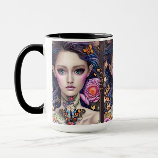 ファンタジースタイリッシュバタフライガールとネックレスマグカップ マグカップ (左)