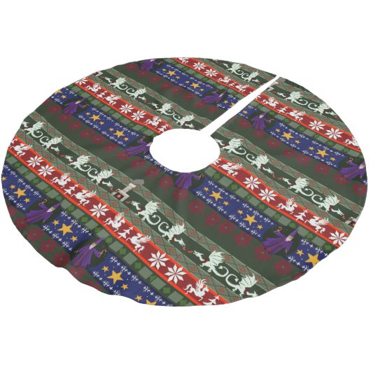 ファンタジースタイル醜いセーター柄ブラシ付きポリエス ブラッシュドポリエステルツリースカート (アングル)