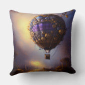 ファンタジースチームパンクパープルヴィンテージホットエアバルーン クッション (裏面)
