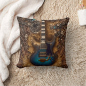 ファンタジースチームパンクヴィンテージブルーギターウォーターカラー クッション (ブランケット)