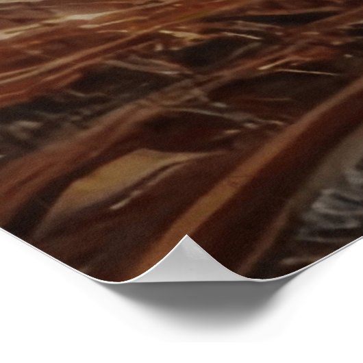 ファンタジースチームパンクヴィンテージブルーギターウォーターカラー ポスター (角)