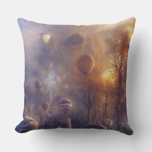 ファンタジースチームパンクヴィンテージ熱気球 クッション (正面)