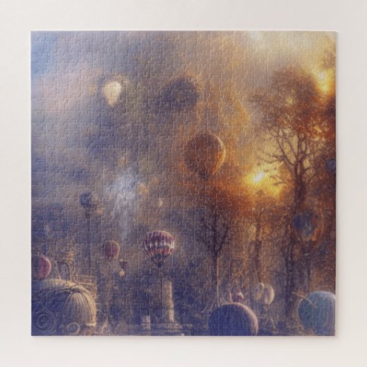 ファンタジースチームパンクヴィンテージ熱気球 ジグソーパズル (縦)