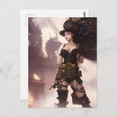 ファンタジースチームパンク女性 ポストカード (正面/裏面)