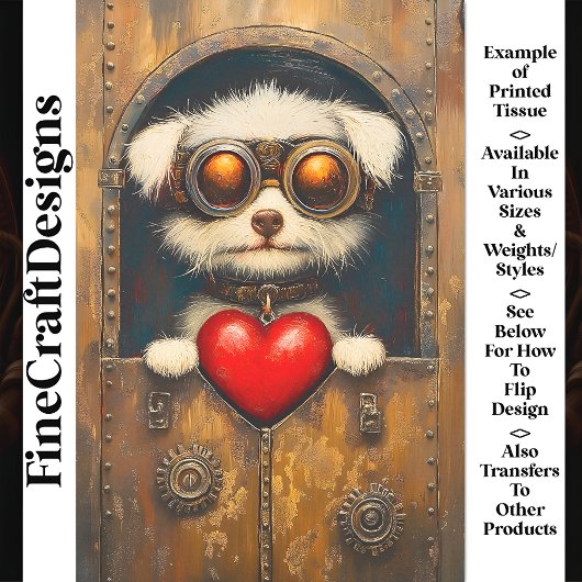 ファンタジースティームパンクパピードッグ+ハートAR4デコパージュ 薄葉紙