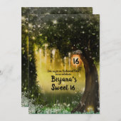 ファンタジースパークルエンチャントグリーンフォレストスウィート16 招待状 (正面/裏面)