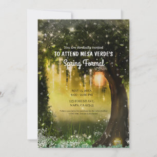 ファンタジースパークルエンチャントグリーンフォレストプロム 招待状