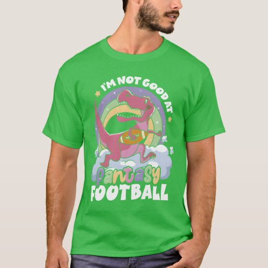 ファンタジースポーツが苦手なアスリート 恐竜 楽しい Tシャツ (正面)