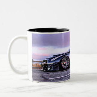ファンタジースポーツカーオンブラッククラシックコーヒーマグ ツートーンマグカップ
