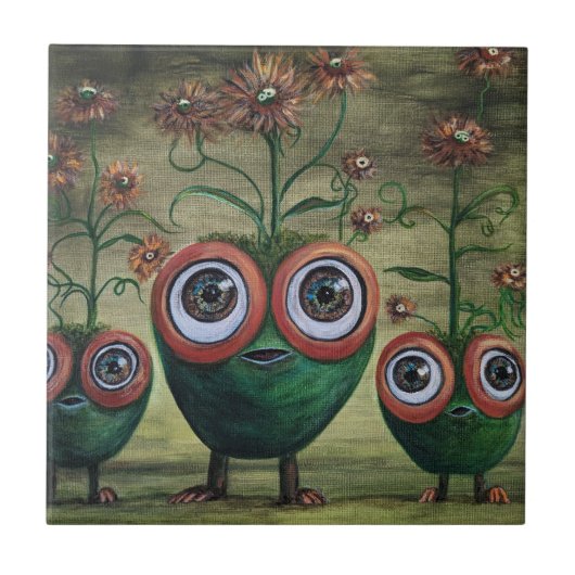 ファンタジーセラミックタイル、小(4.25インチx 4.25インチ) タイル (正面)