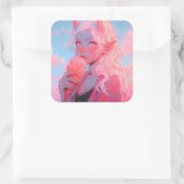 ファンタジーソフトピンクアイスクリームアニメガール スクエアシール (バッグ)