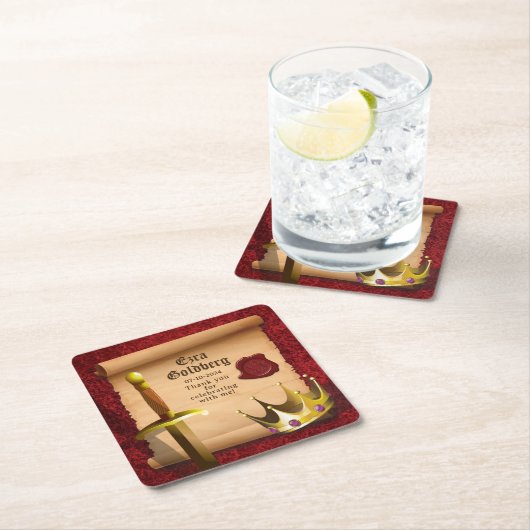 ファンタジーソードクラウン中世ナイトバー(ユダヤ教の)バル・ミツバー スクエアペーパーコースター (インサイチュ)