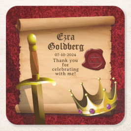 ファンタジーソードクラウン中世ナイトバー（ユダヤ教の）バル・ミツバー スクエアペーパーコースター