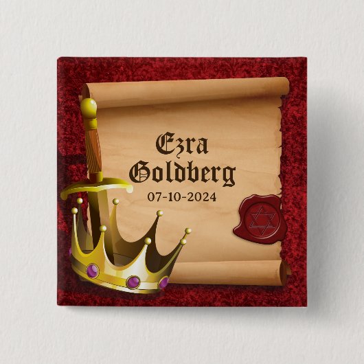 ファンタジーソードクラウン中世ナイトバー(ユダヤ教の)バル・ミツバー 缶バッジ (正面)