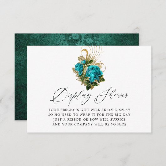 ファンタジーターコイズ及び金ゴールドブライダル表示シャワー エンクロージャーカード (正面/裏面)