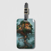 ファンタジーツリーハウスデジタルアートワーク ラゲッジタグ (正面縦)
