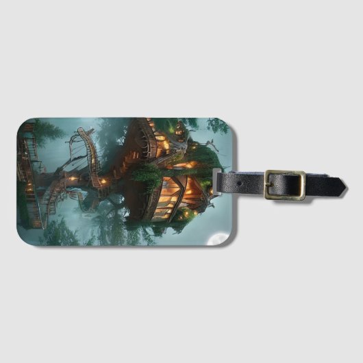 ファンタジーツリーハウスデジタルアートワーク ラゲッジタグ (正面横)
