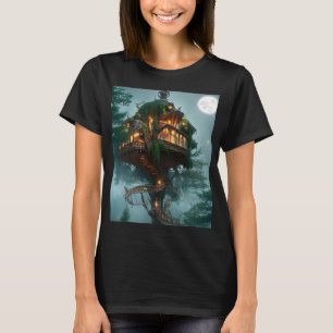 ファンタジーツリーハウスデジタルアートワーク Tシャツ