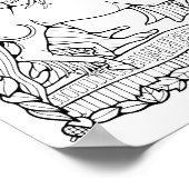 ファンタジーツリーフォレストユニコーンカラーリングページアート ポスター (角)