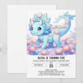 ファンタジーディノ恐竜デジタル誕生日 招待状 (正面/裏面)