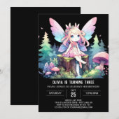 ファンタジーデザイン妖精誕生日 招待状 (正面/裏面)