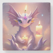 ファンタジードラゴンと誕生日キャンドル ストーンコースター (正面)