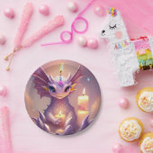 ファンタジードラゴンと誕生日キャンドル ペーパープレート (パーティー)