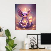 ファンタジードラゴンと誕生日キャンドル ポスター (ホームオフィス)