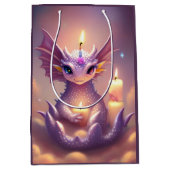 ファンタジードラゴンと誕生日キャンドル ミディアムペーパーバッグ (正面)