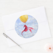 ファンタジードラゴンアートステッカー – 上の空 ラウンドシール (封筒)