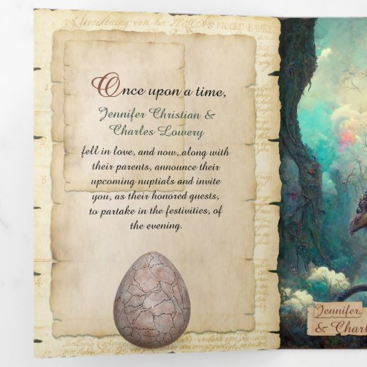 ファンタジードラゴンズと城の結婚童話 三つ折り招待状 (内部最初)