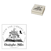 ファンタジードラゴン城の図書館から本 ラバースタンプ (押印)