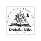 ファンタジードラゴン城の図書館から本 ラバースタンプ (インプリント)