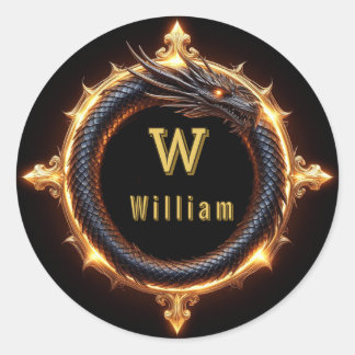✨ ファンタジードラゴン オーダーメイド ネーム リング ラウンドシール