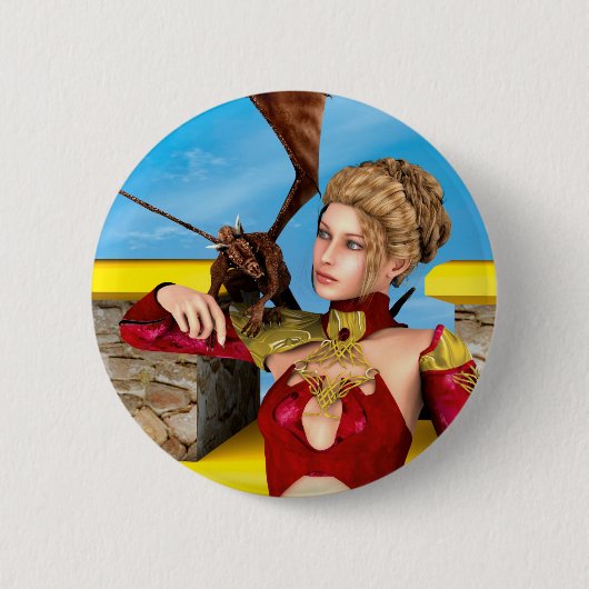 ファンタジードラゴン プリンセス デジタルアート 缶バッジ (正面)