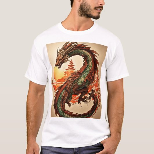 ファンタジードラゴンTシャツユニーク- Water Color Art Tee Tシャツ (正面)