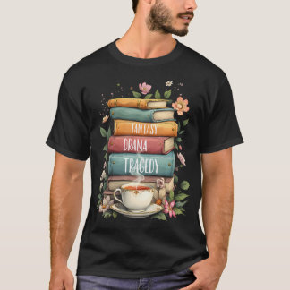 ファンタジードラマ悲劇の本好きのためのサブタイルウォーターカラー Tシャツ