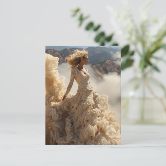 ファンタジードレスは雲で作られたファッション写真 ポストカード (スタンド正面)