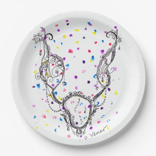 ファンタジーネックレスカラフルドット ペーパープレート (正面)