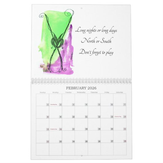 ファンタジーネックレス12か月カレンダー2025 カレンダー (2月 2026)