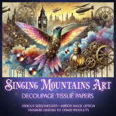 ファンタジーハミングバードスチームパンク景観デクページ 薄葉紙