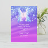 ファンタジーバタフライピンク&パープルスパークルパーティー 招待状 (スタンド正面)