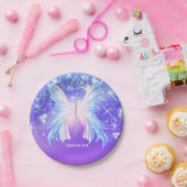 ファンタジーバタフライピンク&パープルスパークル ペーパープレート (パーティー)