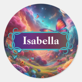 ファンタジーバタフライラベル ラウンドシール