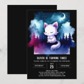 ファンタジーパステルキャット誕生日 招待状 (正面/裏面)