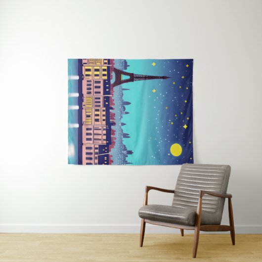 ファンタジーパリのスカイラインザスターズ タペストリー (インサイチュ(横))