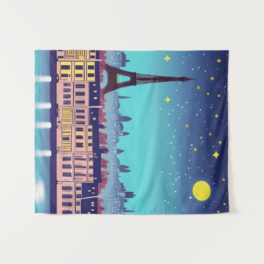 ファンタジーパリのスカイラインザスターズ タペストリー (正面(横))