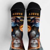 ファンタジーパーソナライズされたアートデーモンハロウィーンソックス ソックス (上部)