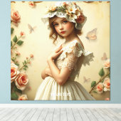 ファンタジービクトリアンかわいい女の子 キャンバスプリント (インサイチュ (ウッドフロア))