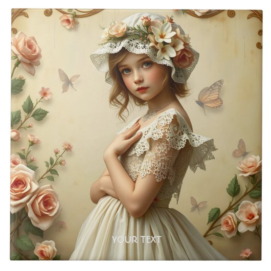 ファンタジービクトリアンかわいい女の子 タイル (正面)